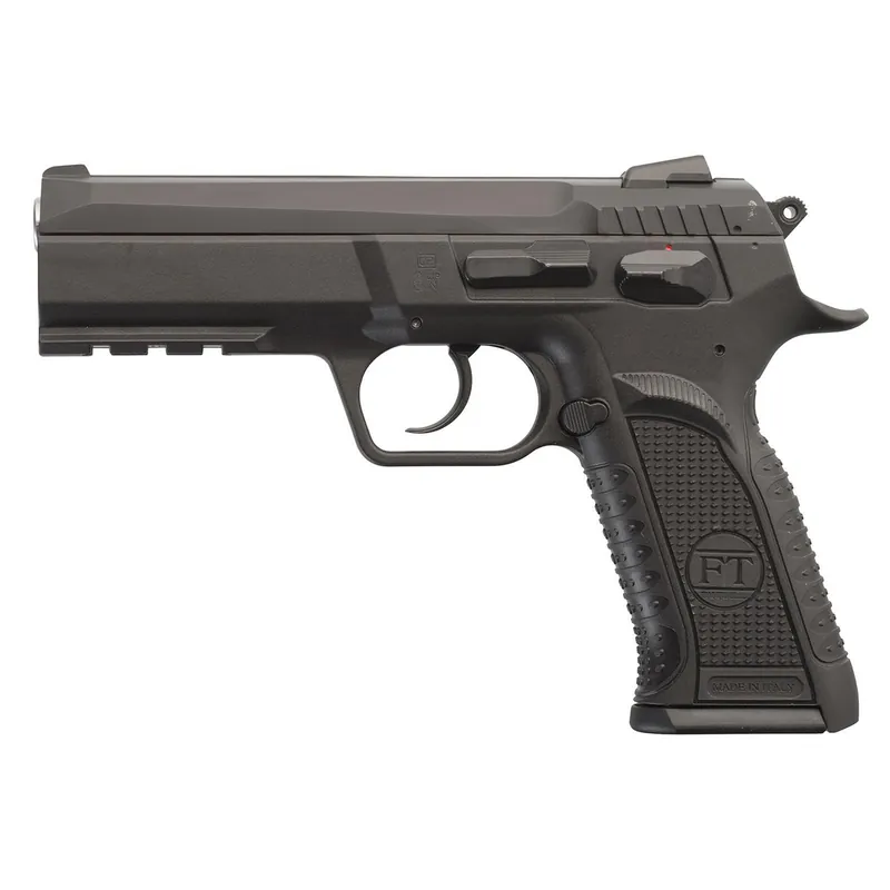 Tanfoglio IFG TFFORCEP9 Defiant Force Plus 9mm Luger Caliber with 4.40" Barrel, 16+1 Capacity, Overall Black Finish, Picatinny Rail/Beavertail Frame, Serrated Steel Slide & Polymer Grip