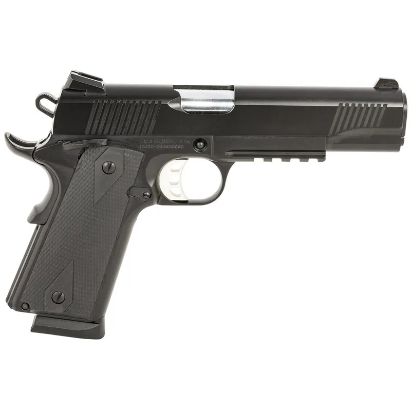 Tisas 10100529 1911 Duty 45 ACP 8+1 5" Black Steel Barrel, Black Serrated Steel Slide, Black Cerakote Steel Frame w/Accessory Rail & Beavertail, Ambidextrous