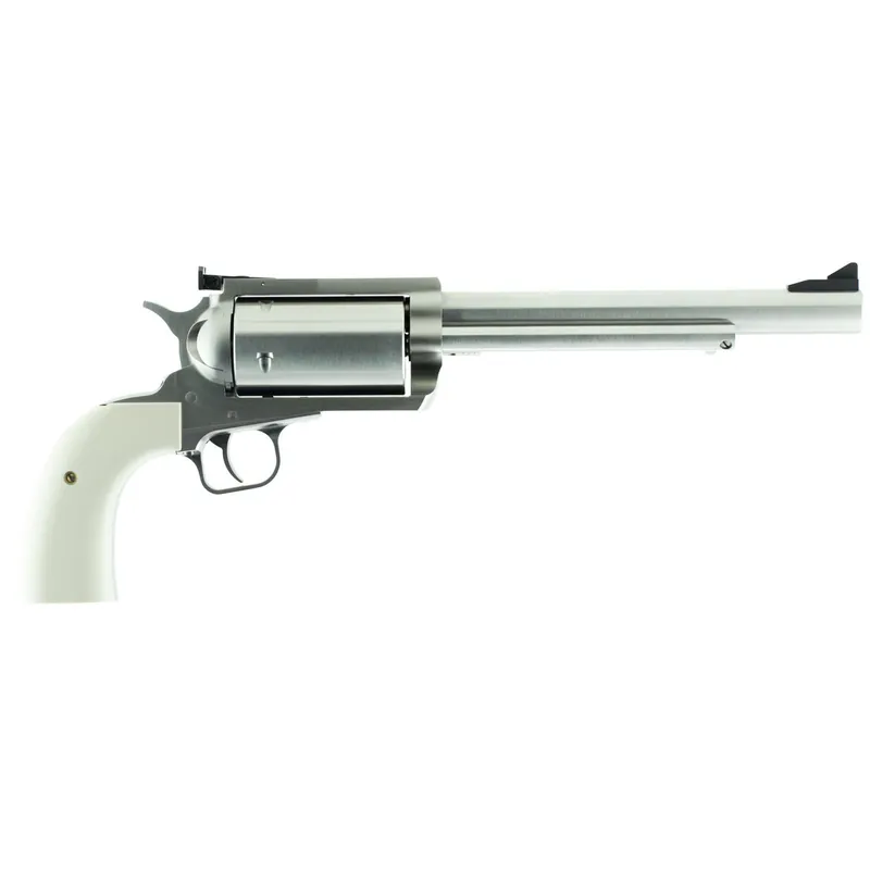 Magnum Research BFR45707B BFR Long Cylinder Extra Large 45-70 Gov 5 Shot 7.50" Brushed Stainless Steel Barrel, Cylinder & Frame, Bisley White Laminate Grip, Exposed Hammer