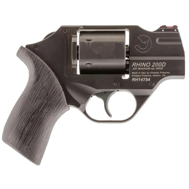Chiappa Firearms CF340217 Rhino 200D Small Frame 357 Mag, 6 Shot 2" Black Anodized Steel Barrel, Blued Cylinder Black Anodized Aluminum Frame, Black Rubber Grip, Concealed Hammer