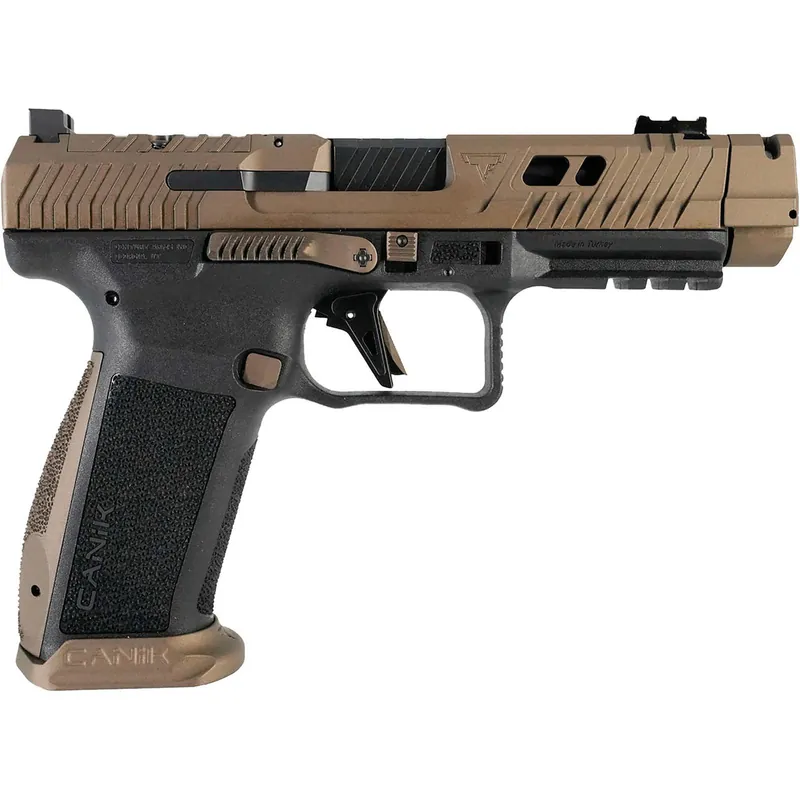 Canik HG7864N TTI Combat Full Size Frame 9mm Luger 10+1 4.60" Black Nitride Fluted/Ported Barrel, Burnt Bronze Cerakote Optic Cut/Serrated Steel Slide, Black Polymer Frame w/Picatinny Rail