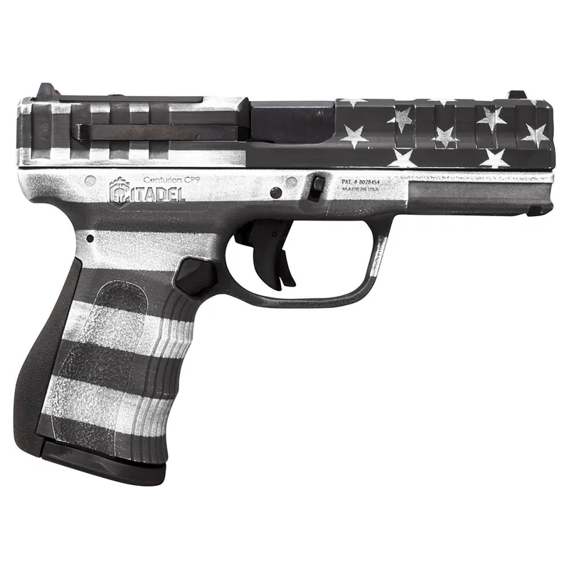 Citadel CITCP9USG Centurion CP9 Compact 9mm Luger 14+1 4" Black Steel Barrel, American Flag Gray Cerakote Optic Ready/Serrated Slide, Polymer Frame & Grip