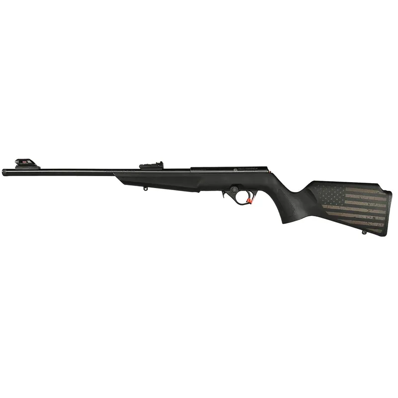 Rossi RB22L1611EN01 RB22 US Flag Compact 22 LR 10+1 16.50" Matte Black Threaded Barrel, Black Aluminum Receiver, Black w/US Flag Synthetic Fixed Stock