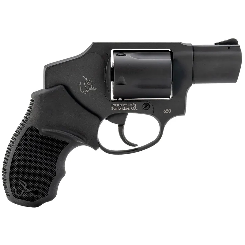 Taurus 2-650121 650 Small 357 Mag/38 Special +P 5 Shot 2" Matte Black Alloy Steel Barrel, Cylinder & Frame, Black Rubber Grip, Transfer Bar Safety, Concealed Hammer