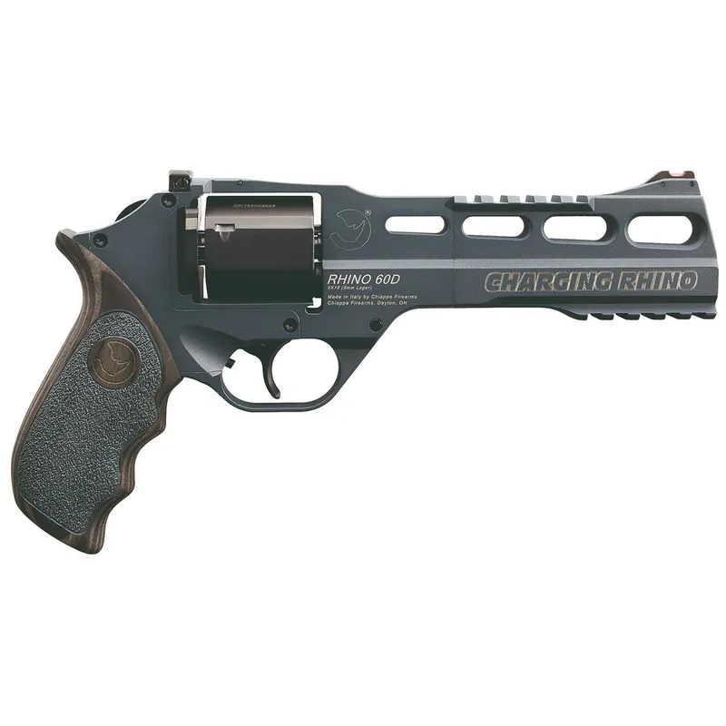 Chiappa Firearms 340314 Rhino 60DS Gen II 9mm Luger 6 Shot 6" Slate Cerakote Steel Black Barrel & Cylinder, Slate Cerakote Aluminum Frame, Black/Gray Finger Grooved Laminate Grip, Exposed Hammer