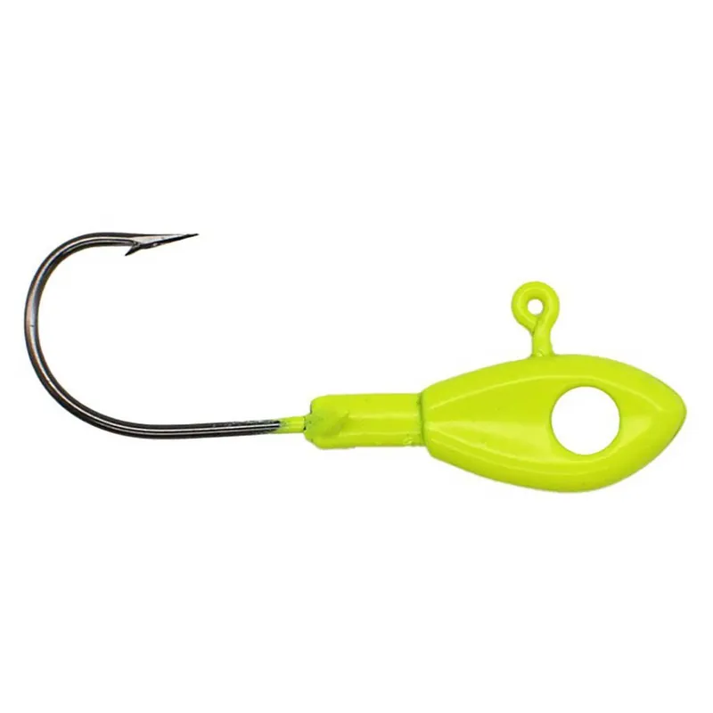 Leland‘s Lures Eye Hole Minnow Head Jig Head Chartreuse 1/16 oz.