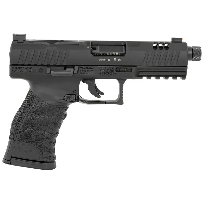 Walther Arms 5220303 WMP 22 Mag 10+1 4.90" Black Steel Threaded Barrel, Black Optic Ready/Serrated Slide, Black Polymer Frame w/Picatinny Rail, Textured Polymer Grip