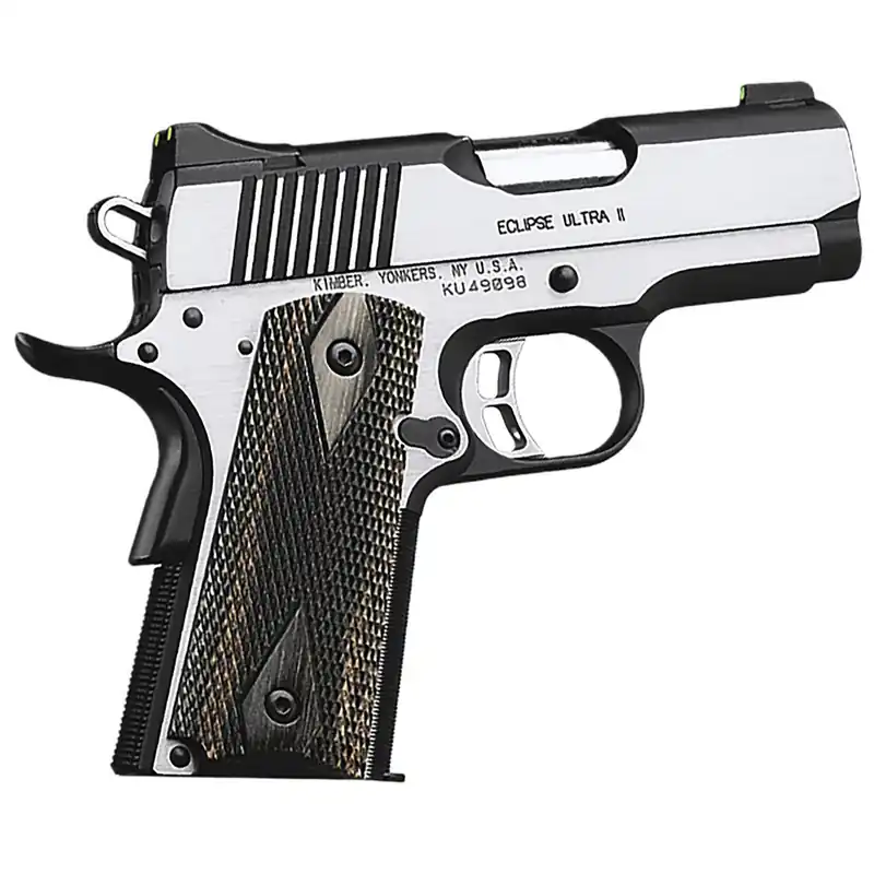 Kimber Mfg.,inc 3200042CA Eclipse Ultra II (CA) 45 ACP 7+1 3" Stainless Steel Slide Brush Polished Front Strap Checkering Laminated Gray/Black Double Diamond Grip