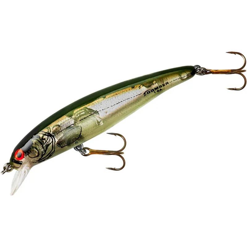 Bomber B14 Long A 3 1/2 inch Suspending Jerkbait Silver Flash Green Back