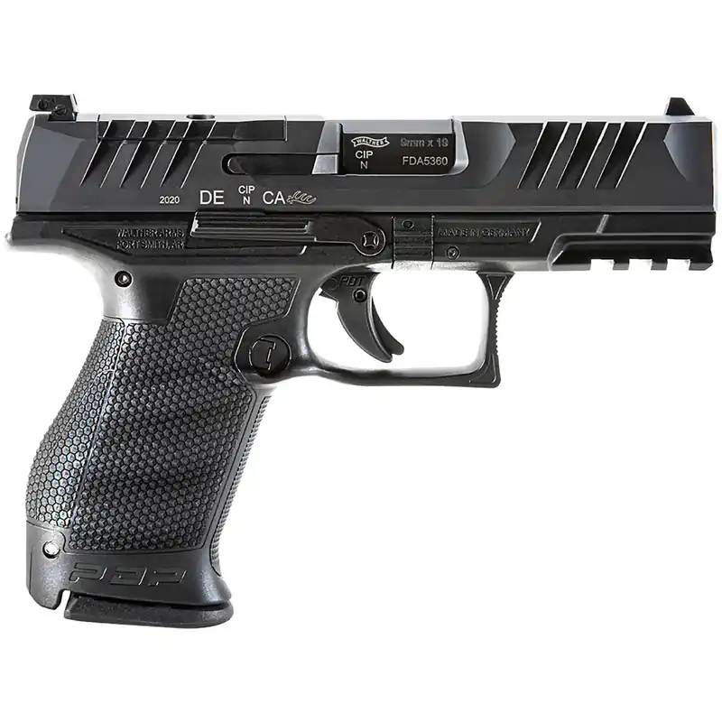 Walther Arms 2854686 PDP Compact Frame 9mm Luger 10+1 4" Black Steel Barrel, Black Optic Ready/Serrated Steel Slide, Black Polymer Frame w/Picatinny Rail, Textured Polymer Grip, Ambidextrous