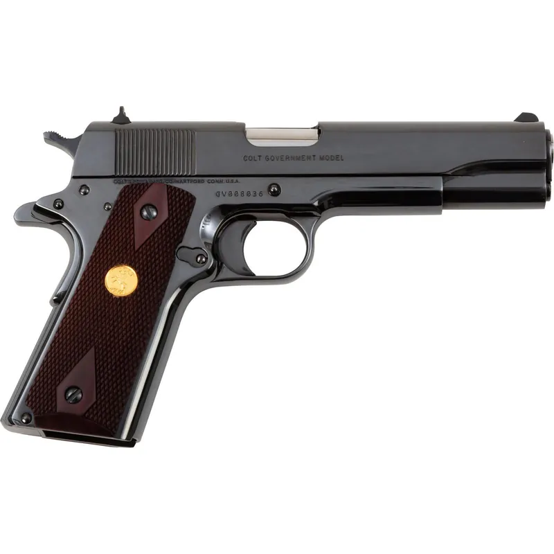 Colt Mfg O1911CRB 1911 Government 45 ACP 7+1 5" Stainless National Match Barrel, Polished Blued Serrated Steel Slide & Frame w/Beavertail, Wood Grip