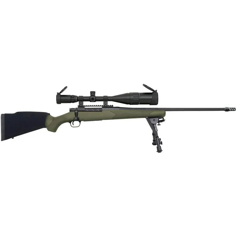 Mossberg 28122 Patriot Night Train 300 Win Mag Caliber with 3+1 Capacity, 24" Barrel, Matte Blued Metal Finish, OD Green Stock Right Hand Includes 6-24x50mm Scope & Bipod