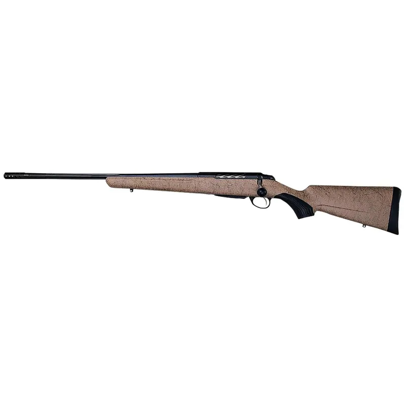 Tikka JRTXRT470 T3x Lite 7mm Rem Mag 3+1 24.30" Fluted/Threaded, Black Barrel/Rec, Black Webbed Tan Roughtech Synthetic Stock, Interchangeable Grip, Muzzle Brake Left Hand