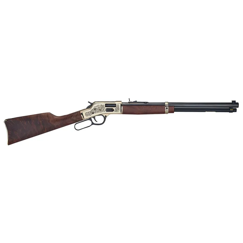 Henry H006GMD Side Gate Deluxe 357 Mag/38 Special 10+1 20" Blued Octagon Barrel, Engraved Polished Brass Rec, Semi-Fancy American Walnut Stock, Adj. Sight
