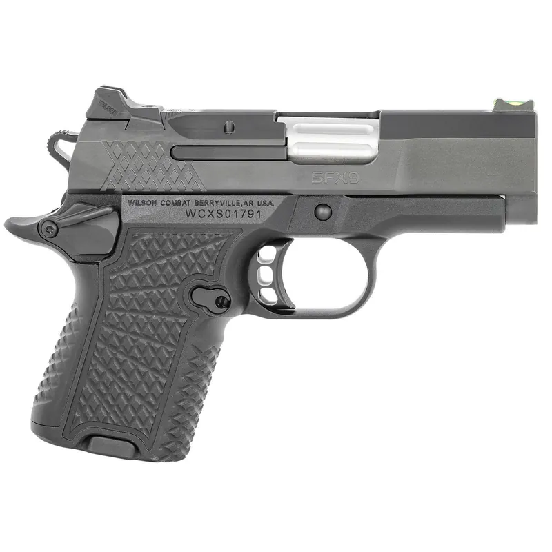Wilson Combat SFX9SC3A SFX9 Sub-Compact 9mm Luger 10+1 15+1 3.25" Stainless Steel Barrel, Black DLC Serrated Stainless Steel Slide, Black Aluminum Frame w/Beavertail