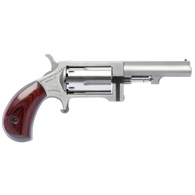 North American Arms SW250 Sidewinder Small Frame 22 WMR 5 Shot 2.50" Stainless Steel Barrel, Frame & Cylinder, Rosewood Birdshead Grip Exposed Hammer