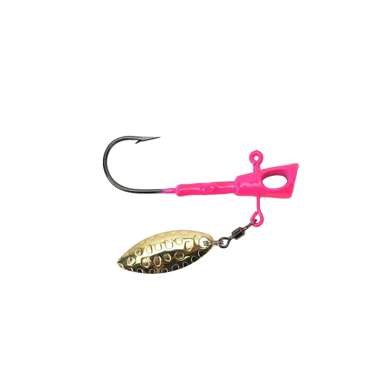 Leland‘s Lures Crappie Magnet Fin Spin Eyehole Jig Head Pink 1/16 oz.