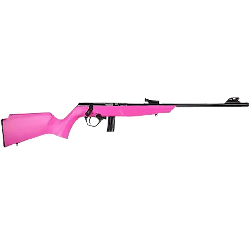 Rossi RB22 Compact 22 LR 10+1, 16" Matte Black Button Rifled Free Floating Steel Barrel, Matte Black Stainless Steel Receiver, Pink Monte Carlo Stock, Right Hand