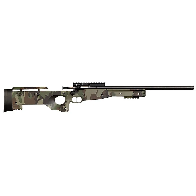 Crickett KSA2150-M81 Precision Full Size 22 LR Single Shot 16.10" Blued Threaded Bull Barrel, Blued Crickettinny Rail Steel Receiver, M81 Woodland Camo Synthetic Adj LOP Stock