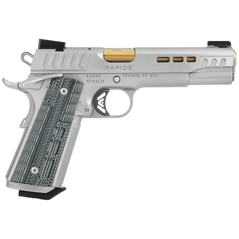 Kimber Mfg.,inc 3000420CA Rapide Dawn (CA) (MA) 9mm 9+1 5" KimPro Silver Front and Rear Serrations Stainless Steel Slide Gray/black Rapide G10 Grip