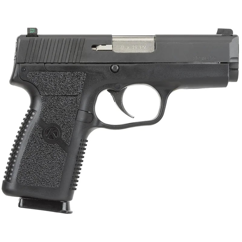Kahr Arms KP9094N P *CA Compliant 9mm Luger Caliber with 3.60" Barrel, 7+1 Capacity, Black Finish Frame, Serrated Matte Black Stainless Steel Slide, Polymer Grip & TruGlo Night Sigts