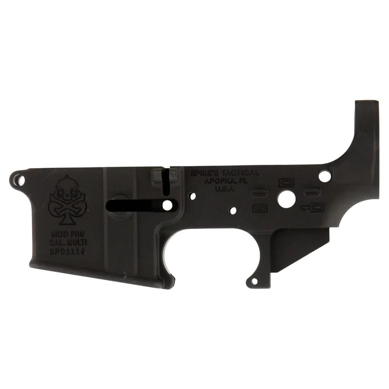 Spikes STLS029 PHU Spade Stripped Lower Receiver Multi-Caliber 7075-T6 Aluminum Black Anodized for AR-15