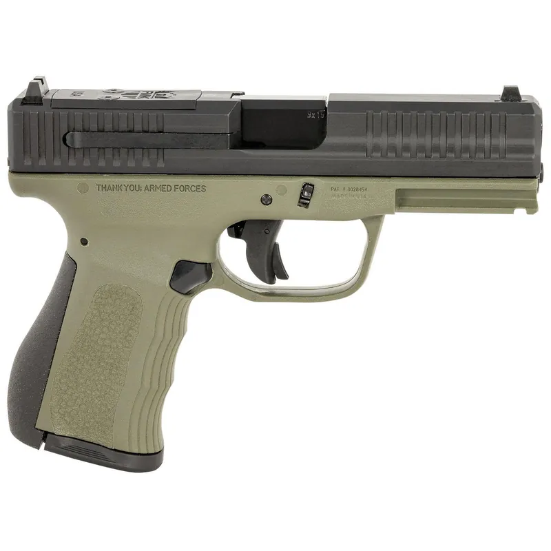 FMK FMKG49OD G3 9mm Luger 14+1 4" Stainless Steel Barrel, Black Optic Cut/Serrated Carbon Steel Slide, OD Green Polymer Frame w/Picatinny Rail, Black Backstrap Grip
