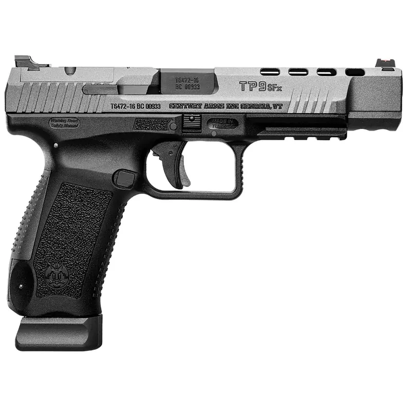 Canik HG4192GN TP9 SFx 9mm Luger 10+1 5.20" Tungsten Gray Match Grade Barrel, Black Lightening Cut/Optic Cut/Serrated Steel Slide, Black Polymer Frame w/Picatinny Rail, Interchangeable Backstrap Grip