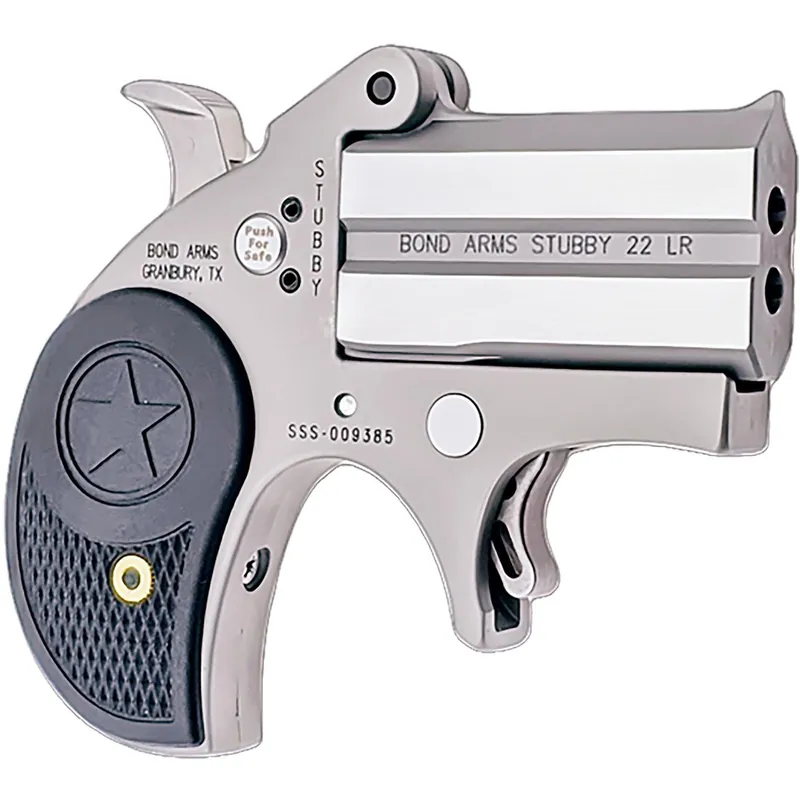 Bond Arms BASTB Stubby 22 LR 2rd Shot 2.20" Matte Stainless Steel Frame Black Textured Polymer Grips
