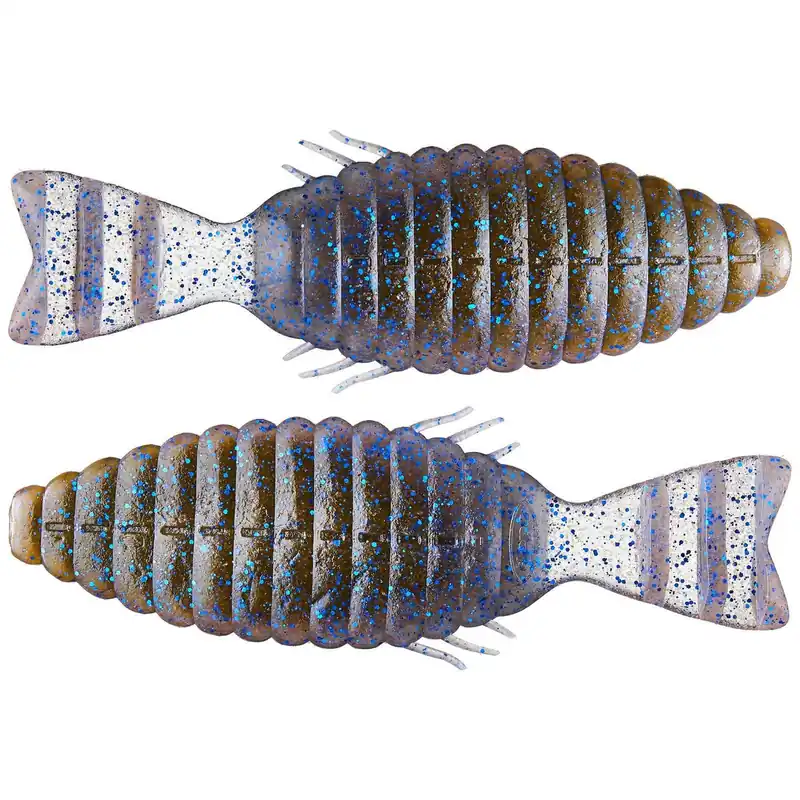 DEPS Bull Flat Creature 3.8" 6Pk Green Pumpkin Blue Flake Smoke