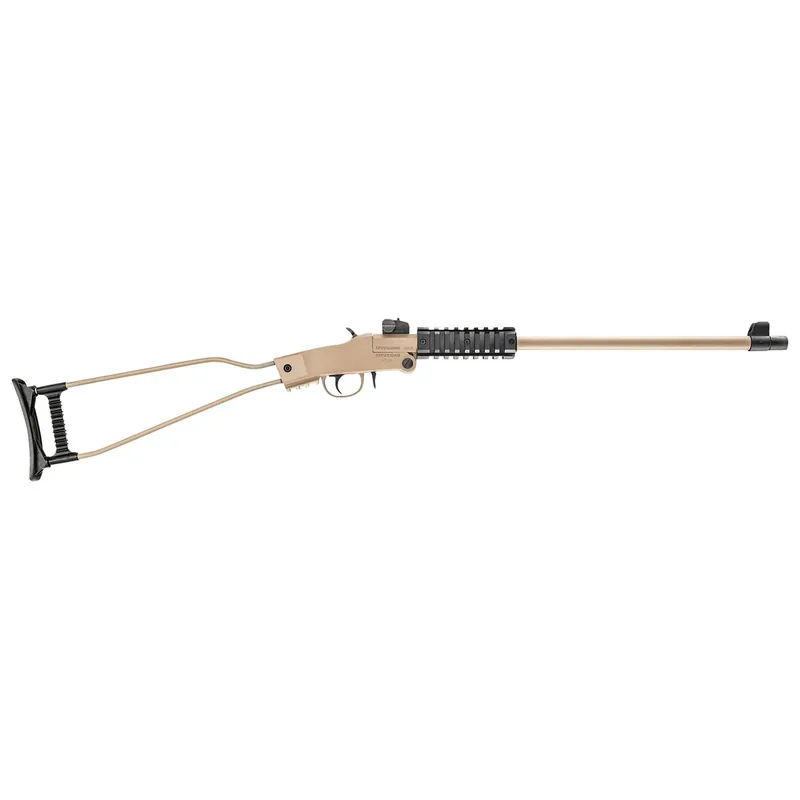 Chiappa Firearms 500255 Little Badger Full Size 22 LR, 1 Shot 16.50" Desert Sand Cerakote Steel Barrel, Desert Sand Cerakote Quad Picatinny Receiver, Desert Sand Cerakote Wire Frame Stock, Right Hand