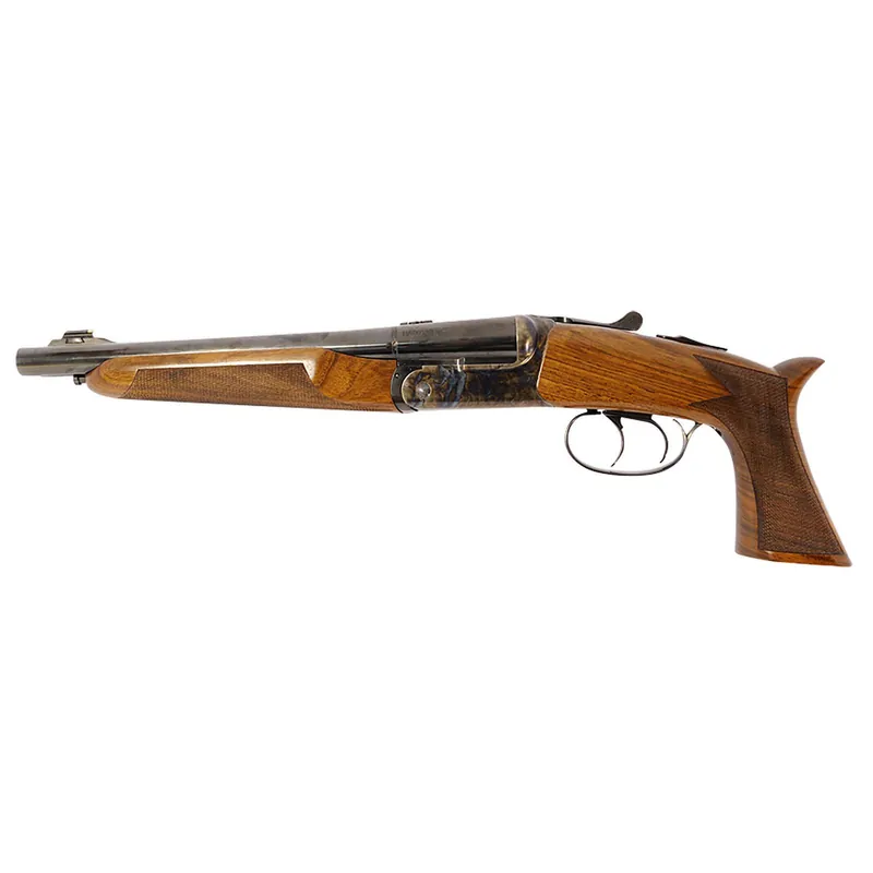 Davide Pedersoli 020S640410 Howdah 45 Colt (LC)/410 Ga 1rd 10.25" Rifled Blue Barrel, Case Hardened Receiver, Manual Extractors, Automatic Safety On The Hammers, Oiled Walnut Stock