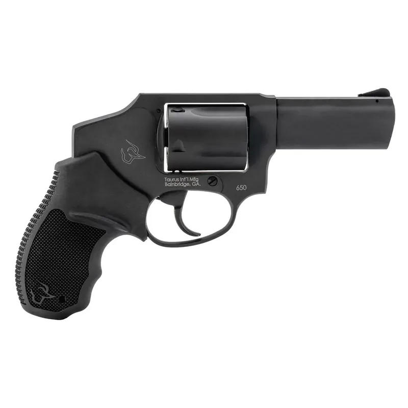 Taurus 2-650131 650 Small 357 Mag/38 Special +P 5 Shot 3" Matte Black Alloy Steel Barrel, Cylinder & Frame, Black Rubber Grip, Transfer Bar Safety, Concealed Hammer