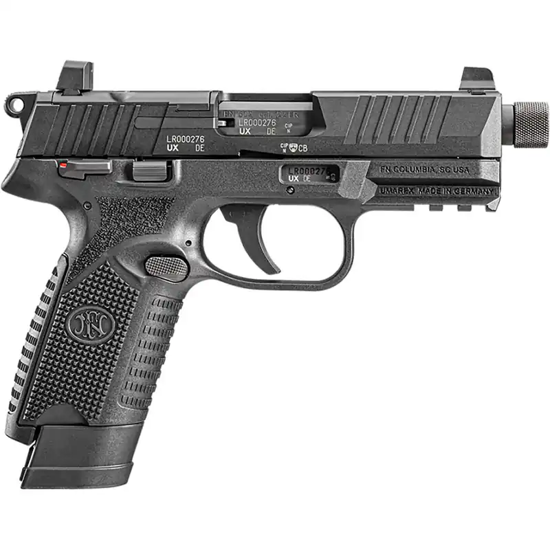 FN 66101011 502 Tactical 22 LR 10+1 4.60" Steel Threaded Barrel, Black Optic Ready/Serrated Slide & Polymer Frame w/Picatinny Rail, Black Textured Polymer Grip, Ambidextrous