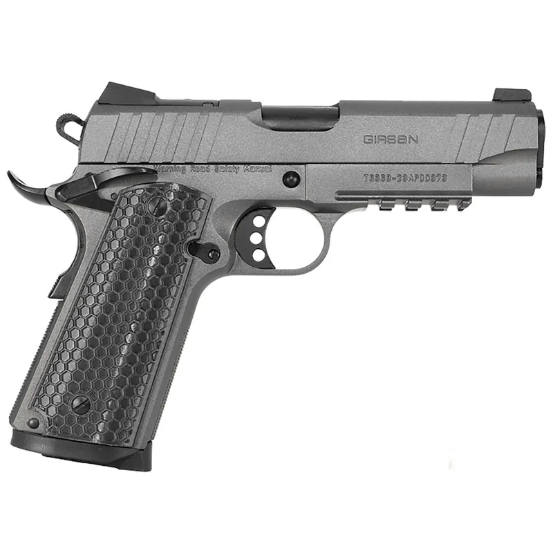 Girsan 391145 MC1911 C Influencer Compact 10mm Auto 9+1 4.40" Black Steel Barrel, Tungsten Gray Cerakote Optic Ready/Serrated Steel Slide & Frame w/Picatinny Rail & Beavertail, Gray Polymer Grip