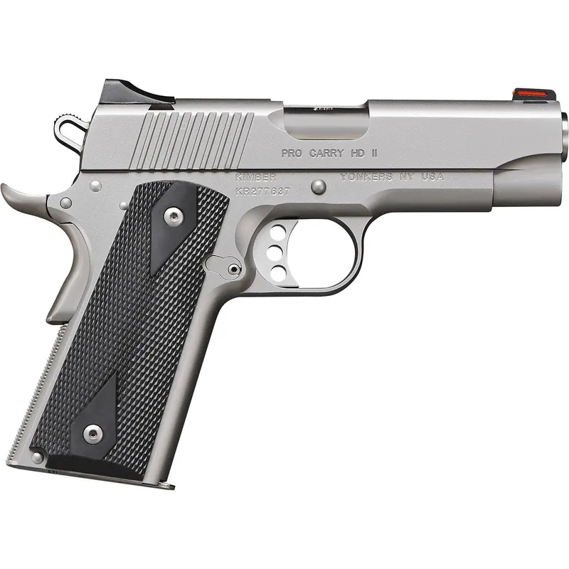Kimber Mfg.,inc 3200044CA Pro Carry HD II (CA) 38 Super 9+1 4" Stainless Steel Slide Satin Silver Black Synthetic Double Diamond Checkering Grip