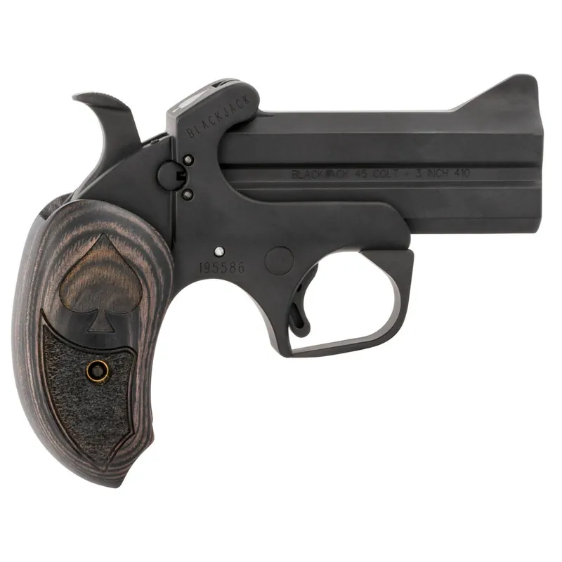 Bond Arms BABJ Black Jack 45 Colt (LC) 410 Gauge 2rd Shot 3.50" Black Black Steel Frame Black Ash Grips Features Silver Spade Above Hinge