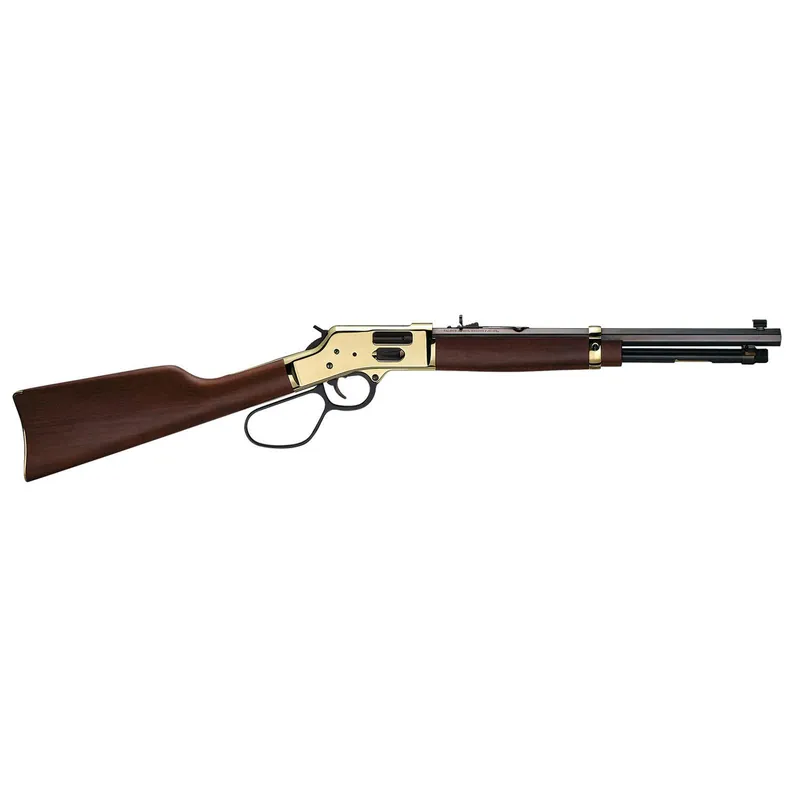 Henry H006GMR Side Gate Carbine 357 Mag/38 Special 7+1 16.50" Blued Octagon Barrel, Polished Brass Rec, American Walnut Stock, Adj. Sight, Large Loop Lever