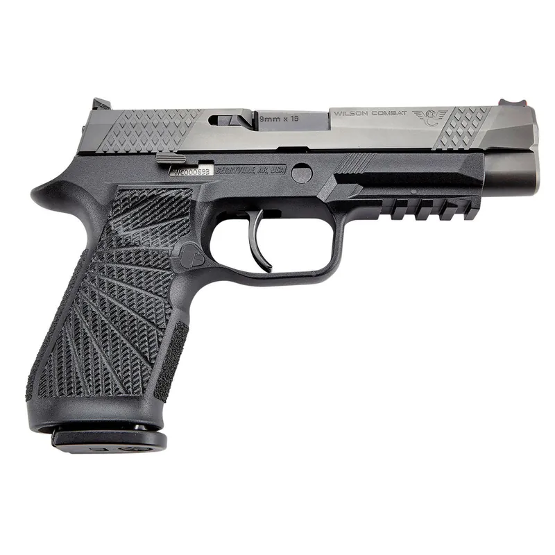 Wilson Combat SIGWCP320FPBATC P320 9mm Luger 17+1 4.70" Black Steel Barrel, Black DLC Serrated Stainless Steel Slide, Black Polymer Frame w/Picatinny Rail, Curved Trigger, Black Polymer Grip