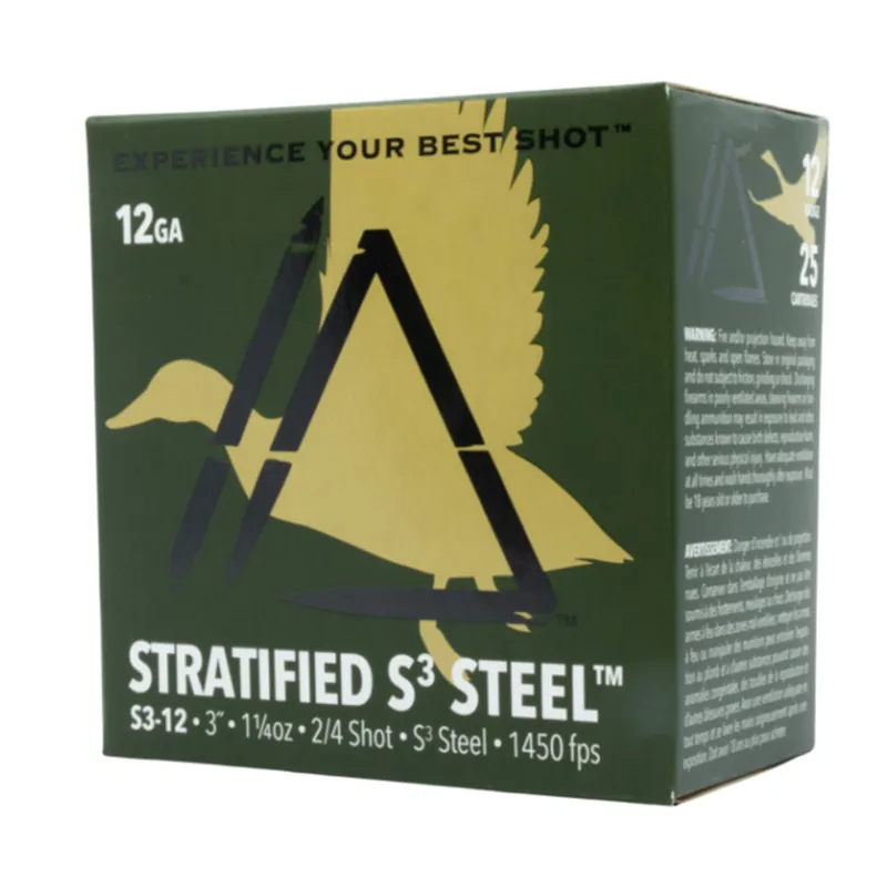 Apex Stratified S3 Steel 12 ga 3" 1 1/4 oz Steel 2/4 25 Rounds