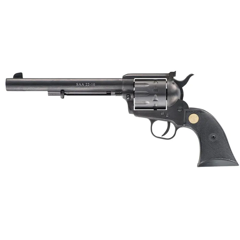 Chiappa Firearms CF340170 SAA 1873 Medium Frame 22 LR 10 Shot, 7.50" Blued Steel Barrel, Blued Steel Frame, Blued Cylinder, Black Plastic Grip, Exposed Hammer