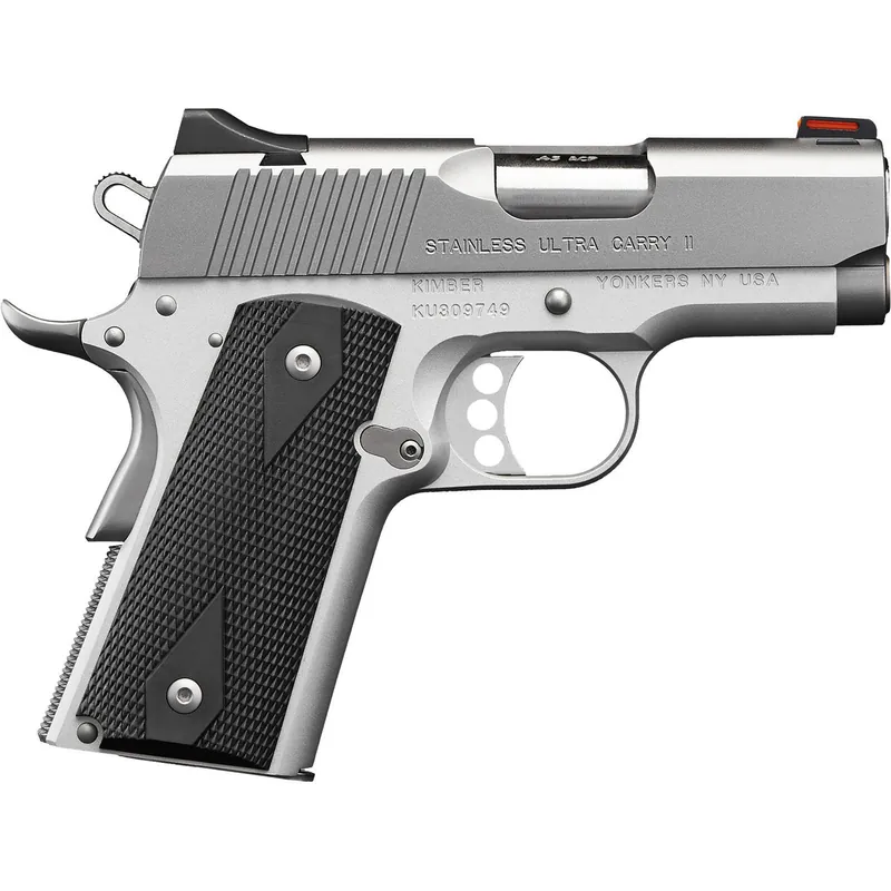 Kimber Mfg.,inc 3200062CA Stainless Ultra Carry II (CA) 45 ACP 7+1 3" Satin Silver Steel Slide Black Synthetic Double Diamond Checkering Grip