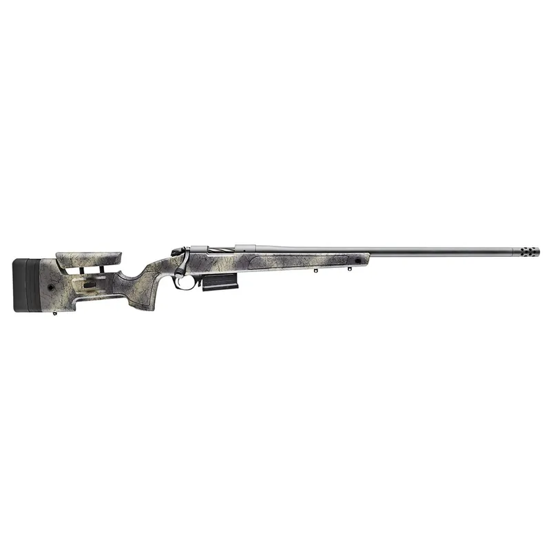 Bergara Rifles B145371 B-14 Wilderness HMR 308 Win 5+1 20" Threaded, Sniper Gray Cerakote Barrel/Rec, Adj. SoftTouch Woodland Camo Stock with Mini-Chassis, Omni Muzzle Brake