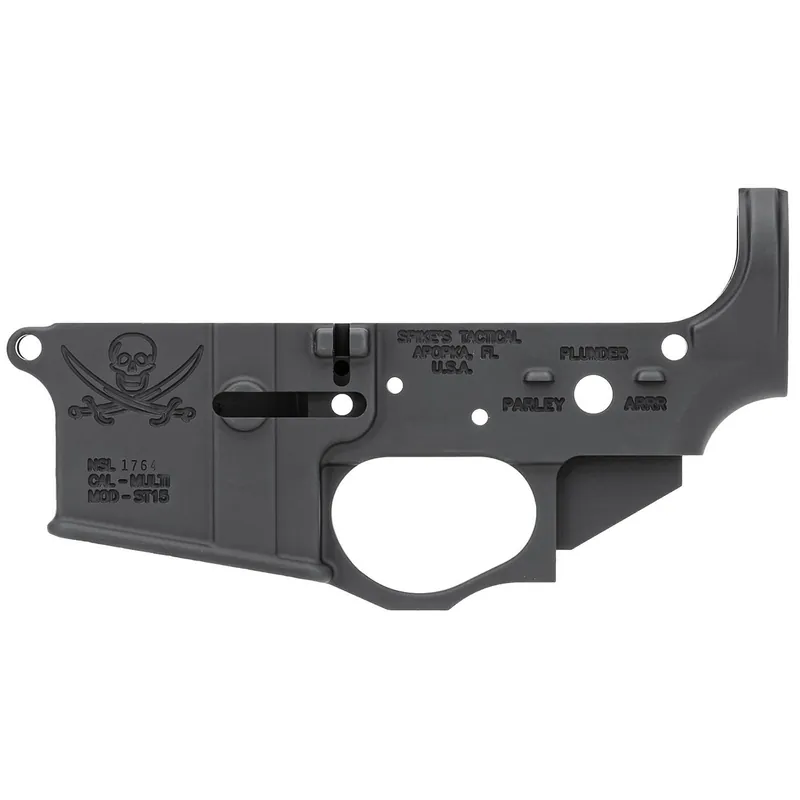 Spikes STLS016 Calico Jack Stripped Lower Receiver Multi-Caliber 7075-T6 Aluminum Black Anodized for AR-15