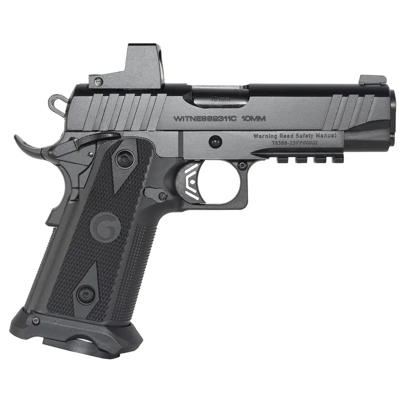Girsan 395000 Witness2311 10mm Auto 15+1 5" Black Steel Barrel, Black Optic Ready/Serrated Steel Slide, Black Polymer Frame w/Beavertail & Picatinny Rail, Black Checkered Polymer Grip, Ambidextrous