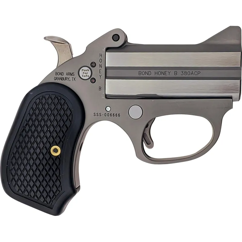 Bond Arms BAHB Honey B 380 ACP 2rd Shot 3" Matte Stainless Steel Frame, Black Extended B6 Resin Grips