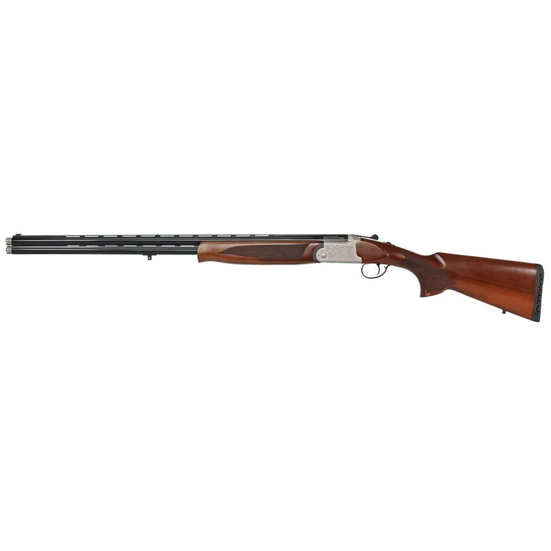 Iver Johnson Arms IJ600410LW28S IJ600 Lightweight Full Size 410 Gauge Break Open 3" 2rd 28" Black Over/Under Vent Rib Barrel, Silver Engraved Aluminum Receiver, Fixed Walnut Wood Stock, Ambidextrous