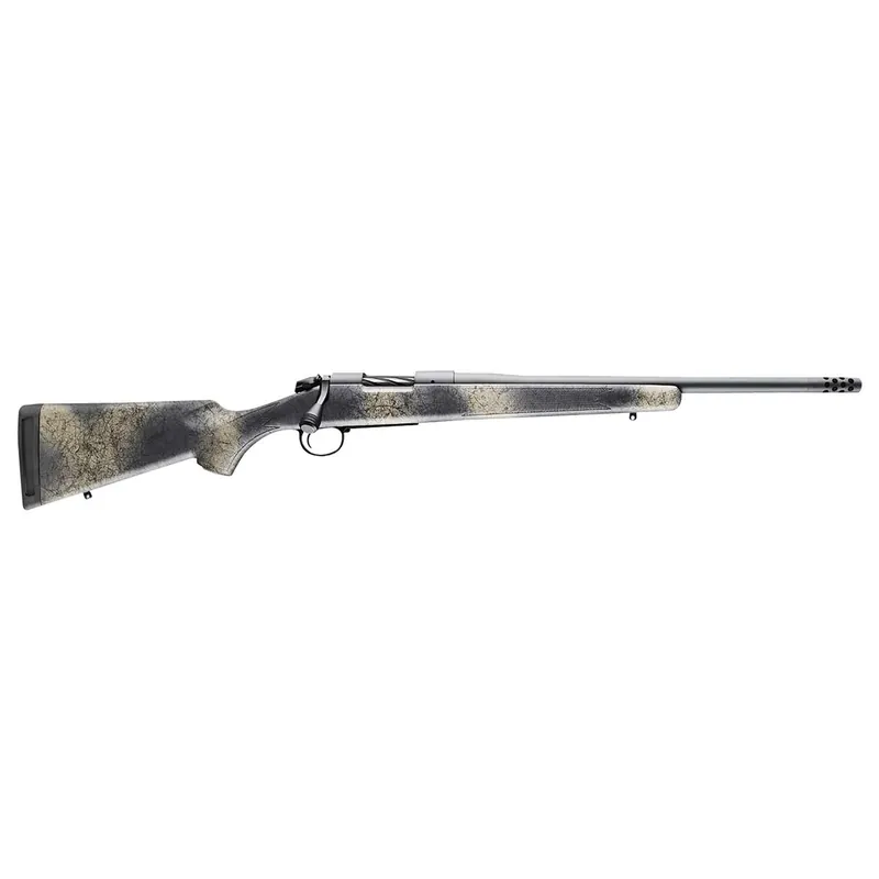 Bergara Rifles B14LM5113 B-14 Wilderness Ridge 7mm PRC 3+1 22" Threaded, Sniper Gray Cerakote Barrel/Rec, SoftTouch Woodland Camo Synthetic Stock, Omni Muzzle Brake
