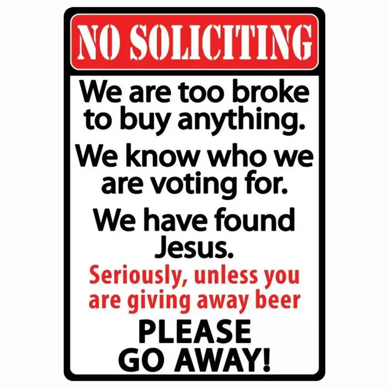 River‘s Edge No Soliciting Tin Sign