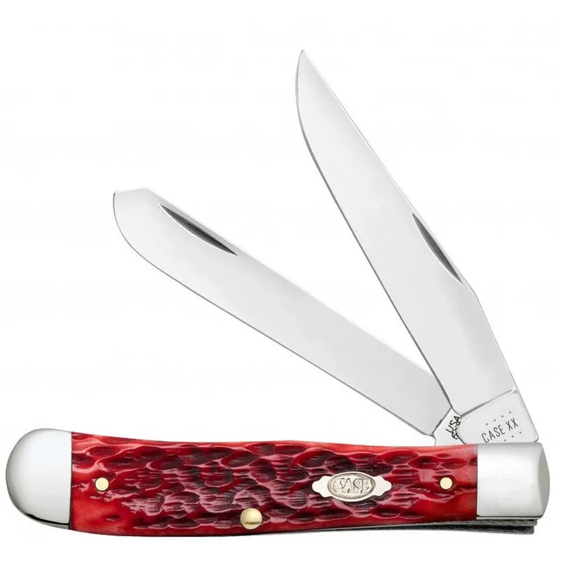 CASE XX Trapper Knife Jigged Dark Red Bone CV Steel 31950